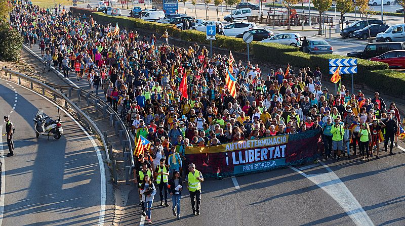 Las marchas independentistas que confluir�n este viernes en Barcelona completan su segunda jornada