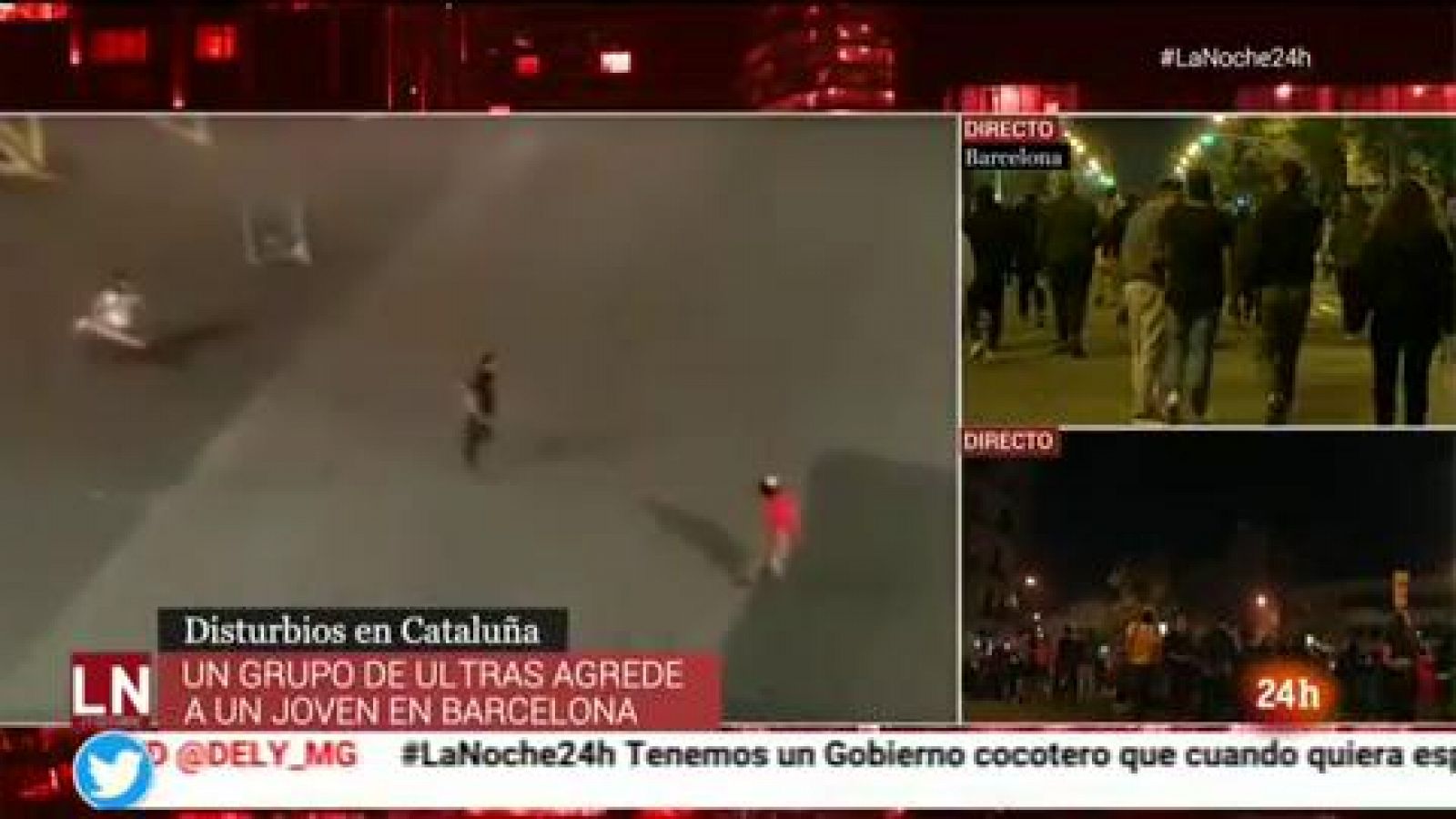 Un independentista recibe una paliza de un grupo de extrema derecha -RTVE.es - La noche en 24h | Ver