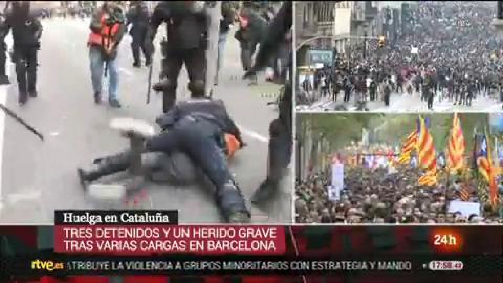 Los Mossos d'Esquadra detienen a varios manifestantes en Via Laietana