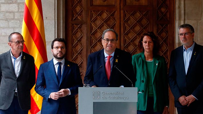 Telediario 1 - Torra insiste en desvincular la violencia del movimiento independentista y exige a Sánchez una reunión inmediata