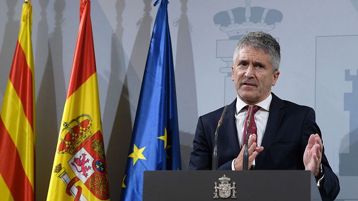 Telediario 1 - Marlaska defiende la "proporcionalidad" de la actuación policial y asegura que el Estado "no está desbordado"