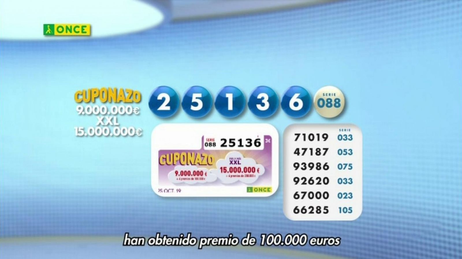 Sorteo ONCE - 25/10/19 - RTVE.es