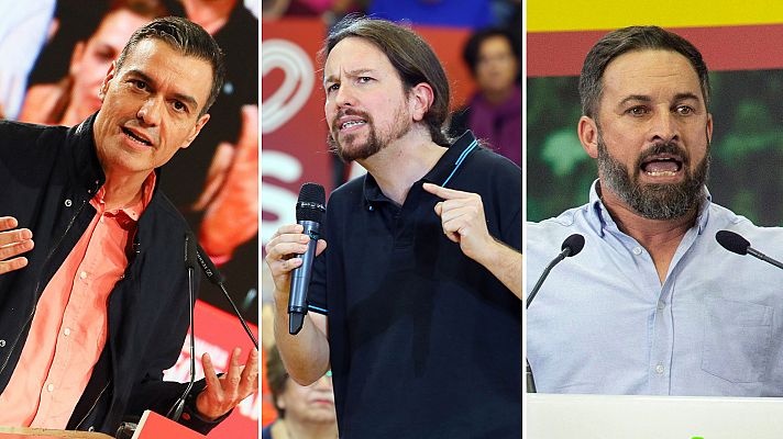 Telediario 1 - Los líderes de PSOE, Unidas Podemos y Vox continúan con sus actos de precampaña