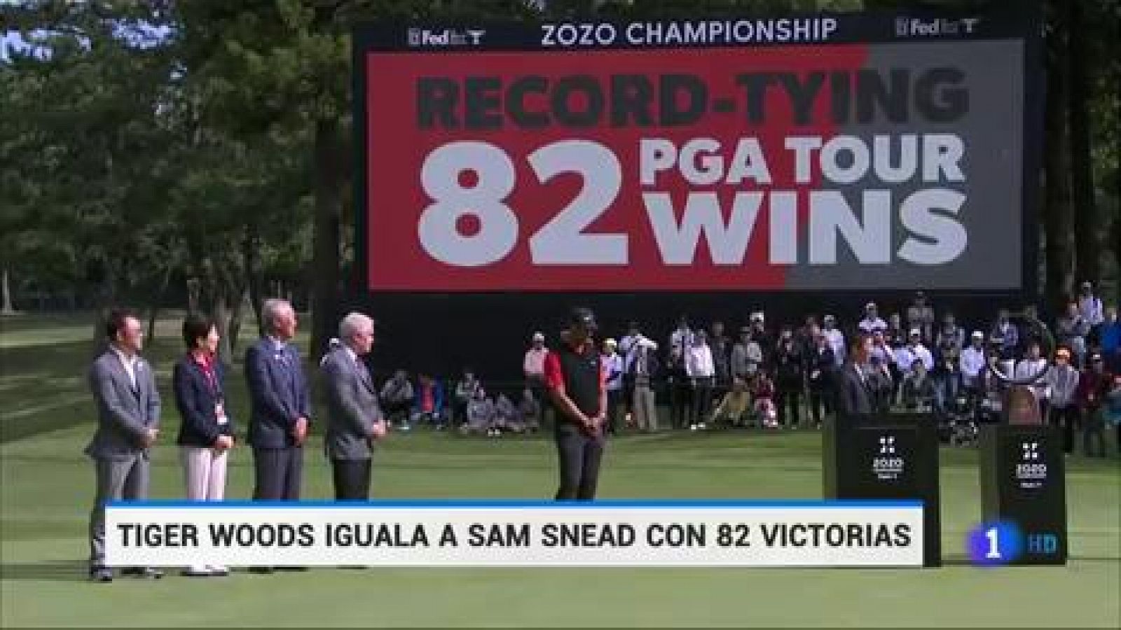 Telediario 1: Tiger Woods conquista su 82º título del PGA Tour en Japón e iguala el récord de Sam Snead | RTVE Play