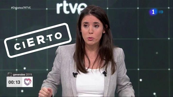  - Verificación de las declaraciones de Irene Montero sobre la implicación del PSOE en las cloacas del Estado en el Debate a 7