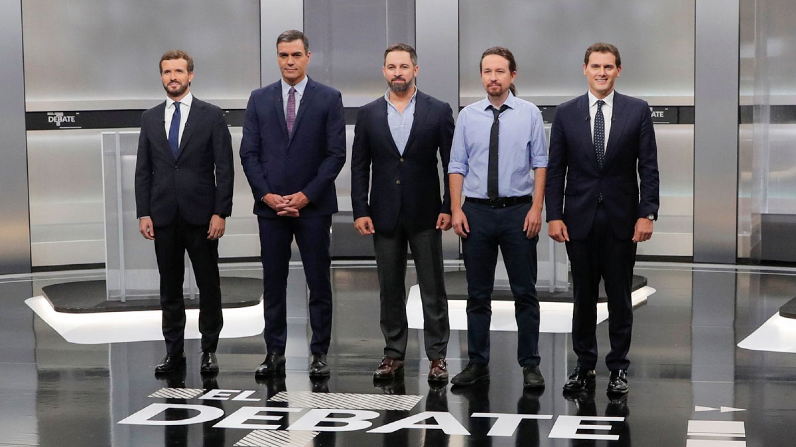 Minuto inicial del debate a cinco en RTVE