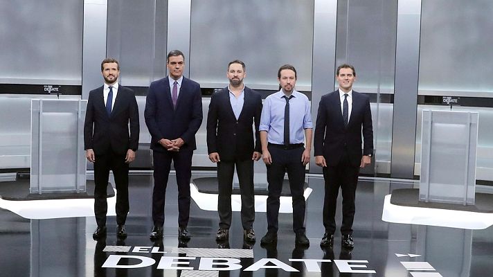 Especiales informativos - Minuto inicial del debate a cinco en RTVE