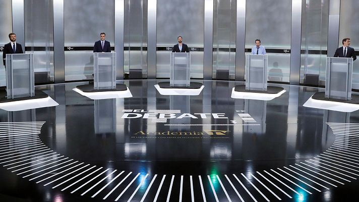 Especiales informativos - Los 'minutos de oro' de los candidatos en el debate a cinco en RTVE
