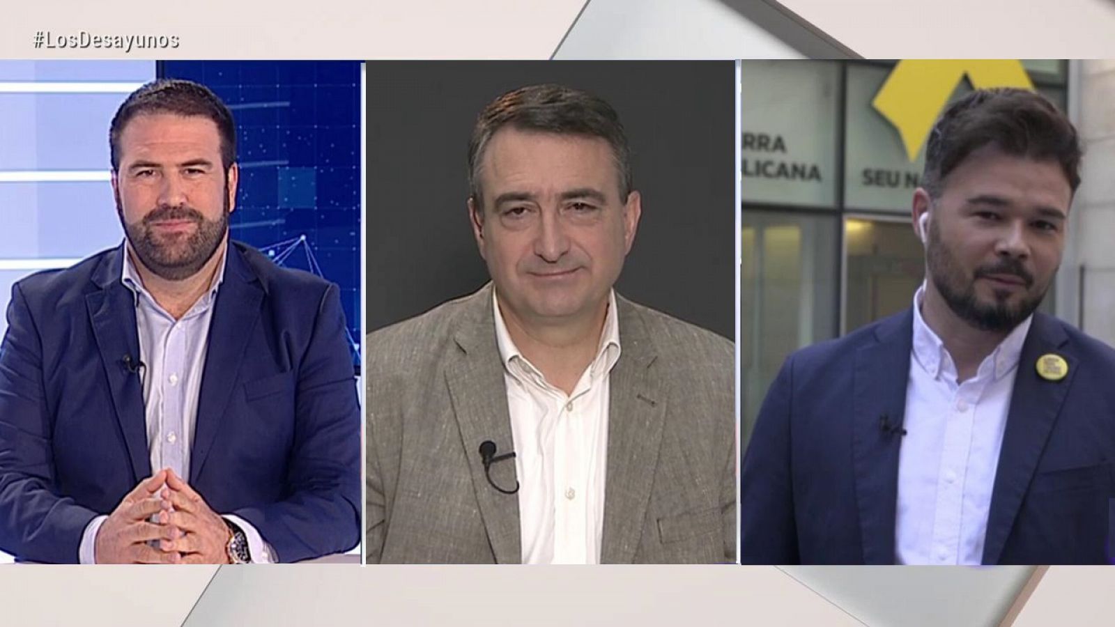 Los desayunos de TVE - Jon Iñarritu (EH Bildu); Aitor Esteban (PNV) y Gabriel Rufian (ERC) - RTVE.es