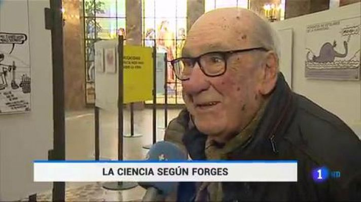 Telediario 1 - La exposición 'La Ciencia según Forges' recopila 66 de sus viñetas dedicadas a la ciencia y la tecnología