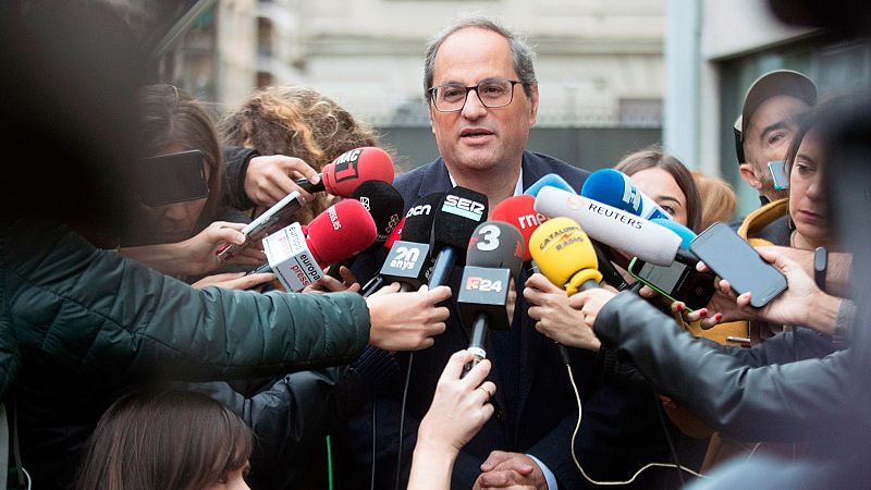 Quim Torra vota en el colegio electoral de Sant Gervasi, en Barcelona