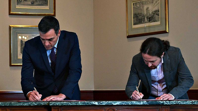 Sánchez e Iglesias firman diez puntos que incluyen la convivencia en Cataluña y la lucha contra el cambio climático