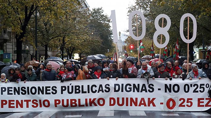 Telediario 1 - Miles de personas se manifiestan en el País Vasco por unas pensiones públicas "dignas"
