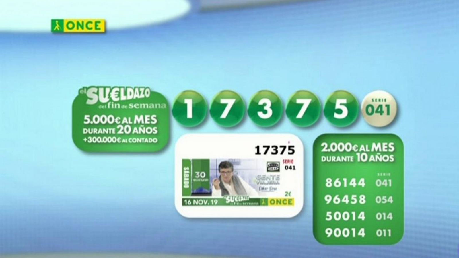 Sorteo ONCE - 16/11/19 - ver ahora