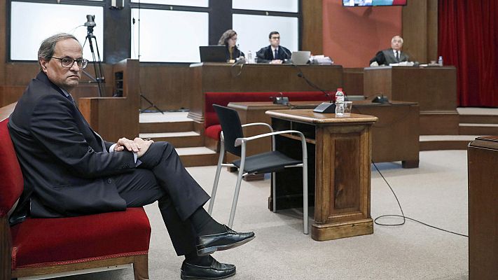 Telediario 1 - Torra admite que "desobedeció" la orden de retirar los lazos por "ilegal" y se declara víctima de un "juicio político"