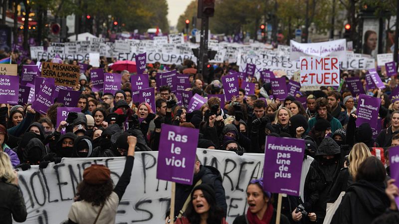 Miles de personas se manifiestan en Francia contra de la violencia machista 