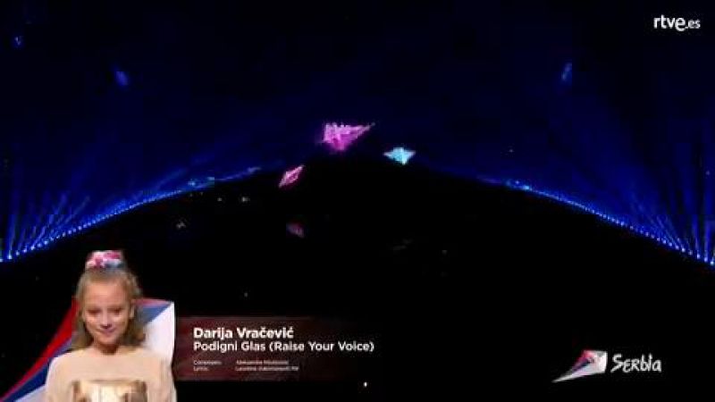 Eurovisin Junior 2019 - Darija Vracevic de Serbia canta "Podigni Glas"