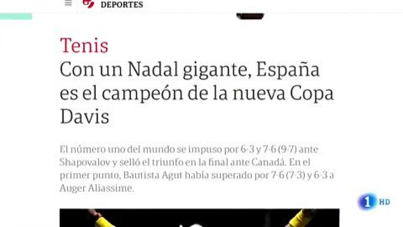 El triunfo de España en la Davis copa las portadas de todo el mundo | Ver