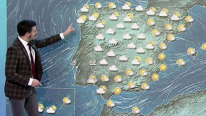 Cielo nuboso con lluvias débiles en el interior peninsular y temperaturas en aumento