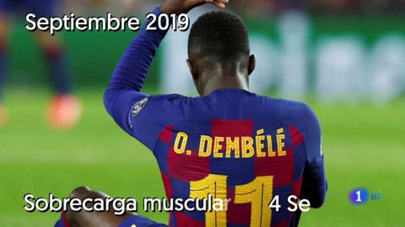 Telediario 1: Dembélé estará 10 semanas de baja por su tercera lesión de la temporada | RTVE Play