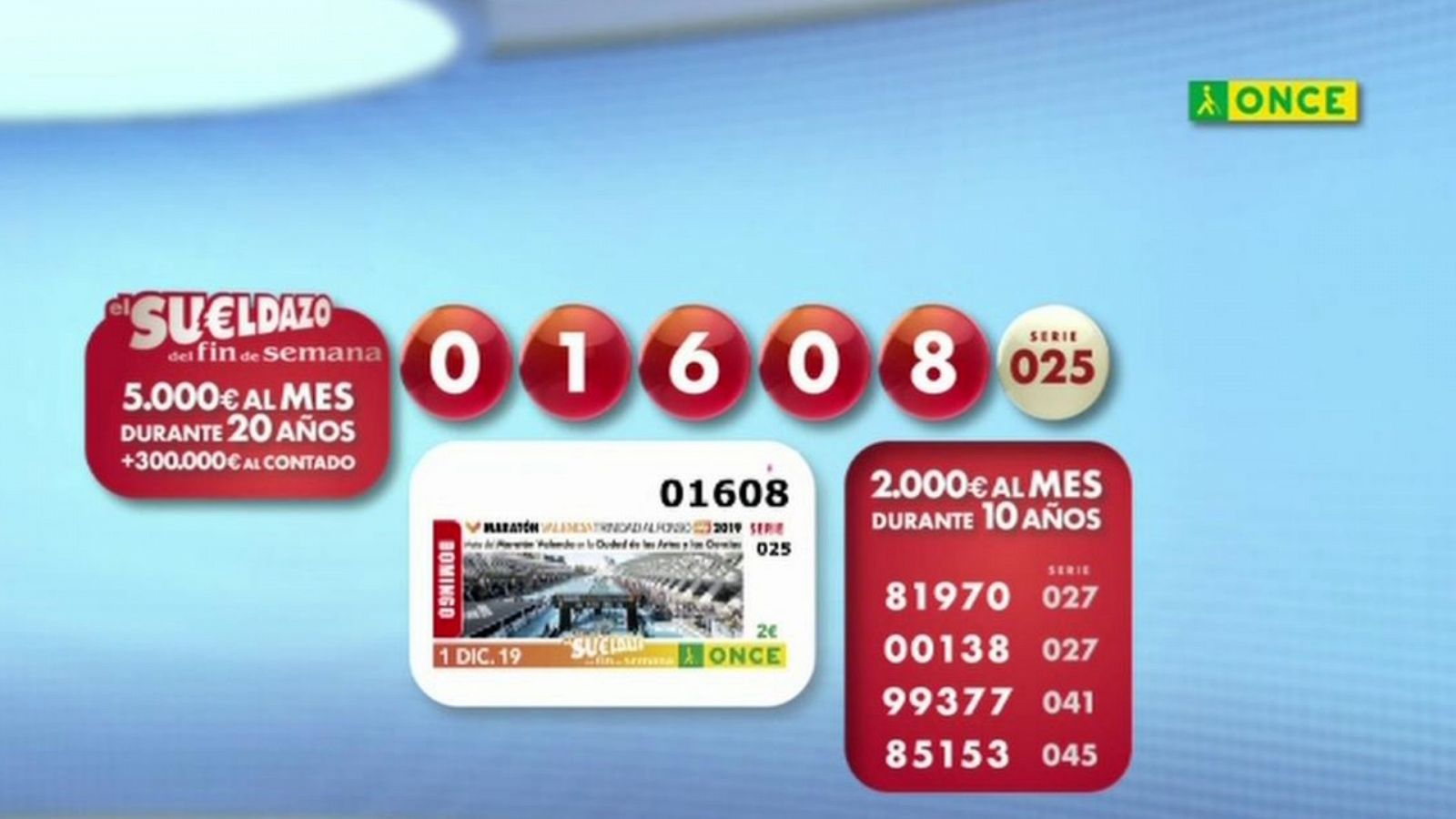 Sorteo ONCE - 01/12/19 - ver ahora