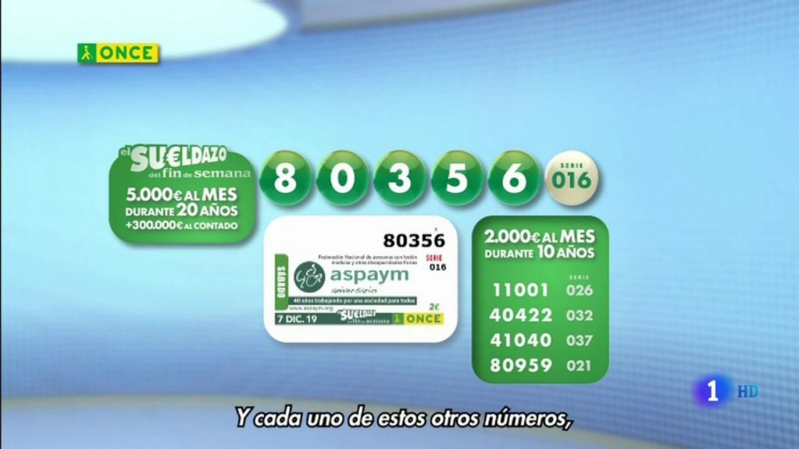 Sorteo ONCE - 07/12/19 - RTVE.es