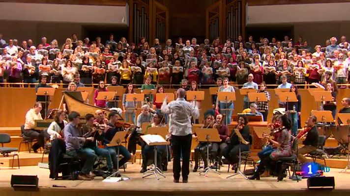 Telediario 1 - Más de 600 cantantes aficionados interpretarán el Mesias de Handel en el Auditorio Nacional