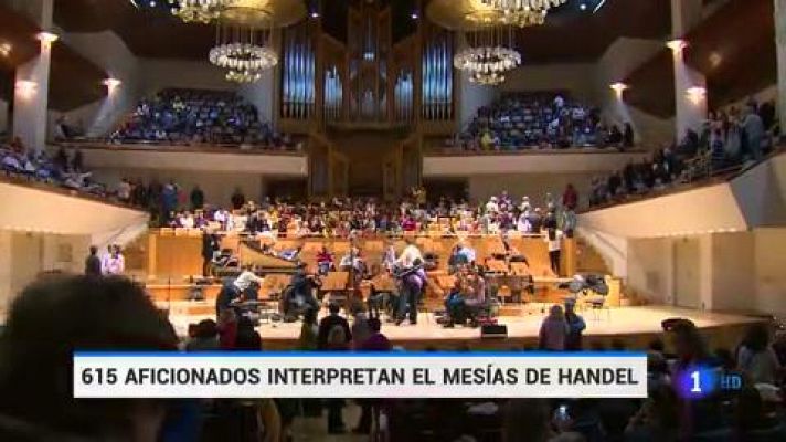 Telediario 1 - Más de 600 cantantes aficionados interpretarán el Mesias de Handel en el Auditorio Nacional