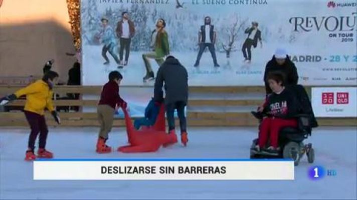 Telediario 1 - Javier Fernández apoya al deporte adaptado