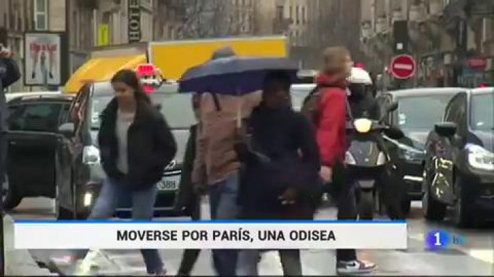 Telediario 1 - Caos en el transporte de París por la huelga