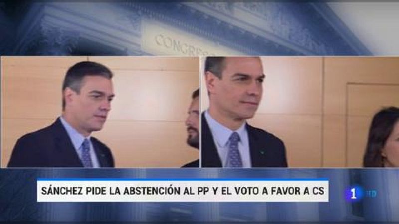 Sánchez pide a Casado que se abstenga y a Arrimadas que vote 'sí' en la investidura para no depender de ERC