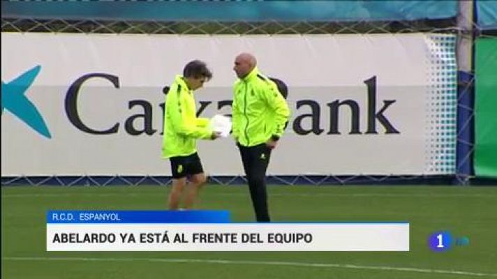 Telediario 1 - Abelardo empieza a entrenar al Espanyol con doble sesión