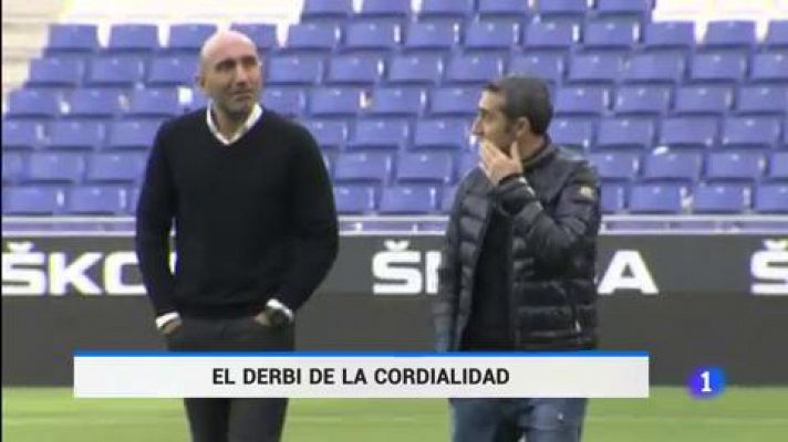 Cordialidad entre los entrenadores en la previa del derbi catalán