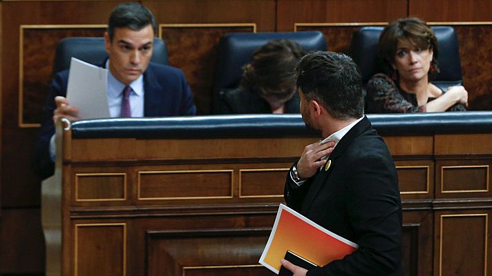 Telediario 1 - Rufián vuelve a hablar de autodeterminación, mientras que Sánchez responde que no es constitucional