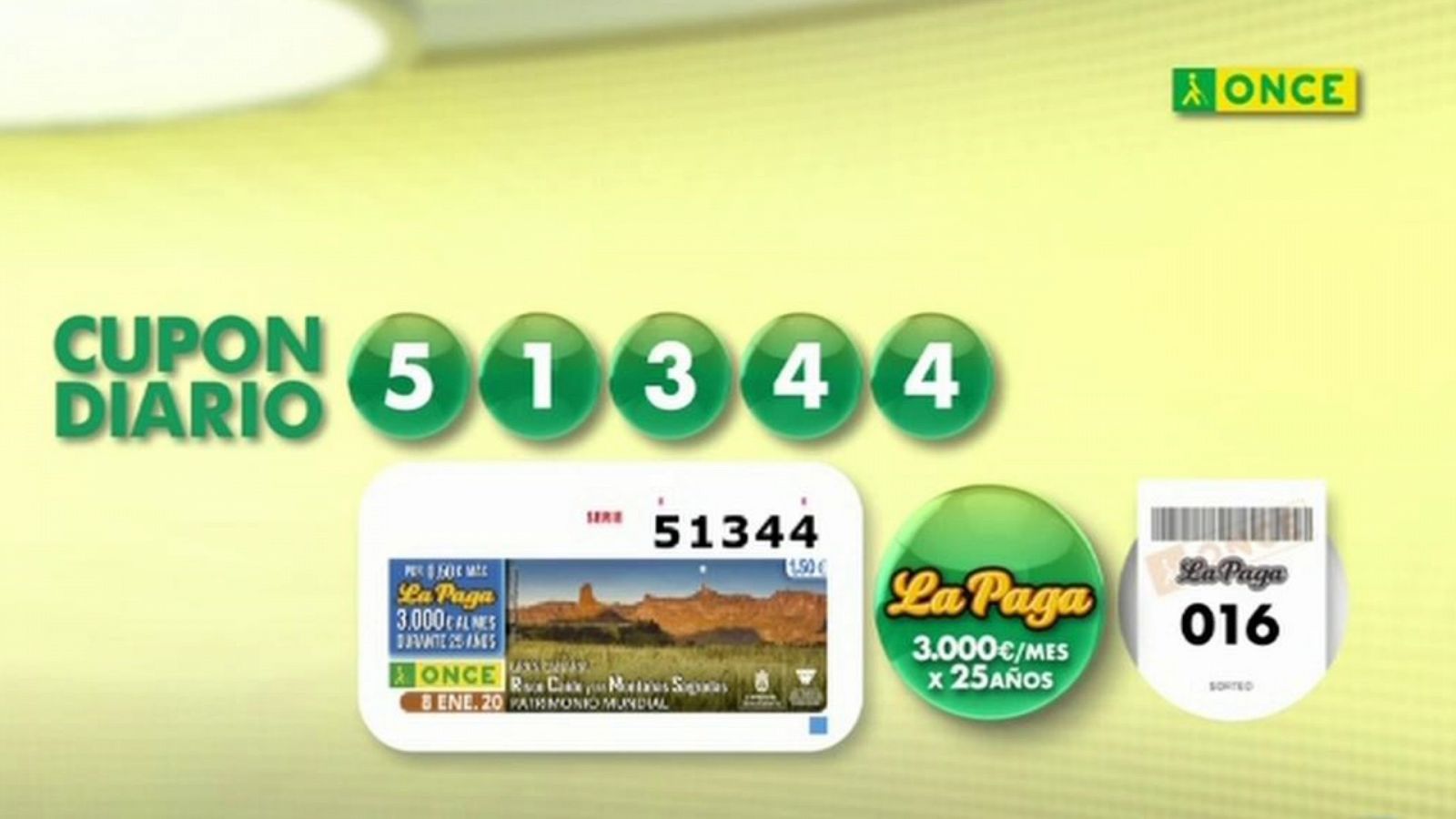 Sorteo ONCE - 08/01/20 - ver ahora