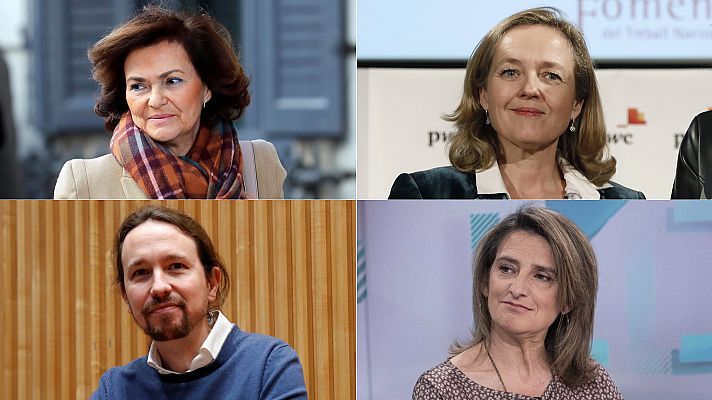 Nadia Calviño, Carmen Calvo, Pablo Iglesias y Teresa Ribera serán los cuatro vicepresidentes del Gobierno de Sánchez