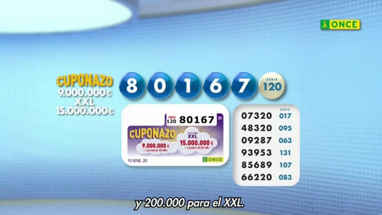Sorteo ONCE - 10/01/20 - ver ahora