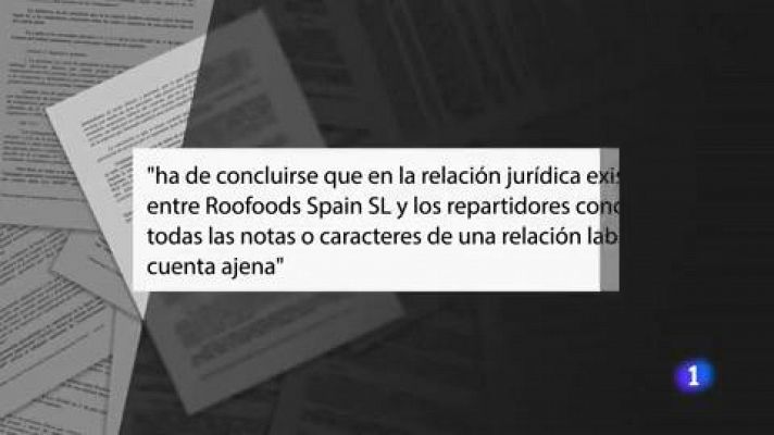 Telediario 1 - El TSJ de Madrid confirma que los repartidores de Deliveroo son falsos autónomos