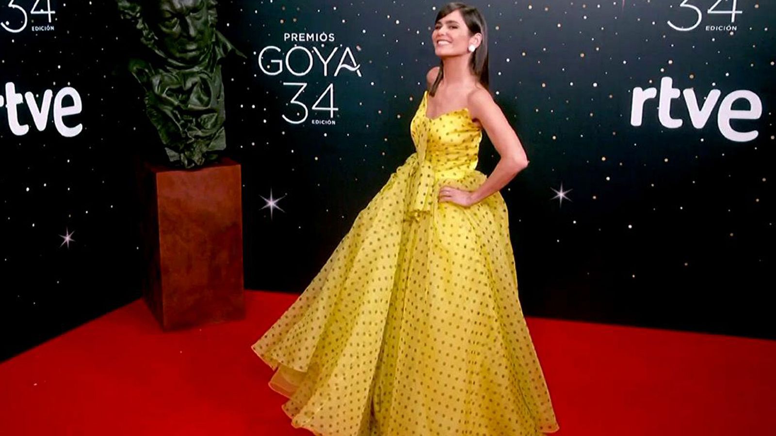 Premios Goya - Elena Sánchez luce su espectacular vestido en la cámara glamur de los Goya