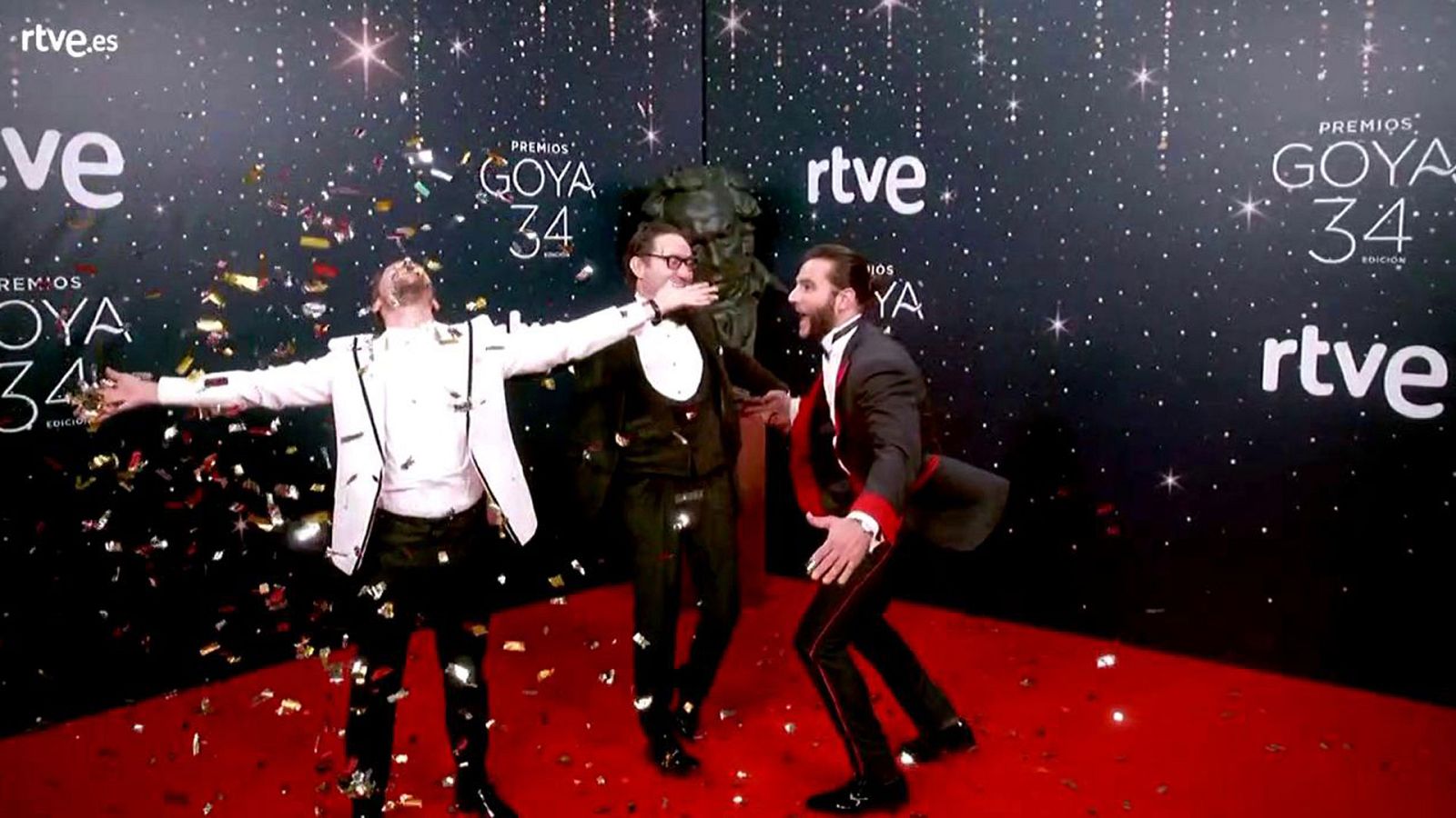 Premios Goya -  Jan Cornet, Carlos Santos y Antonio Velázquez, en la cámara glamur