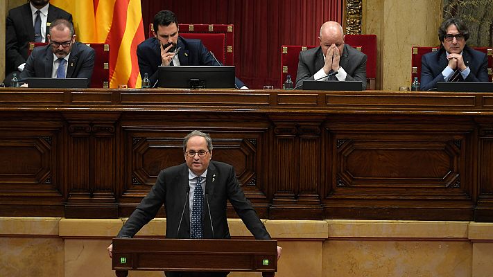 Informativo 24h - Torrent denuncia que el Supremo y la JEC "han silenciado el voto" de Torra tras perder su acta de diputado en un pleno con JxCat y ERC divididos