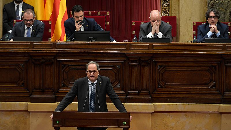 Torrent denuncia que el Supremo y la JEC "han silenciado el voto" de Torra tras perder su acta de diputado en un pleno con JxCat y ERC divididos