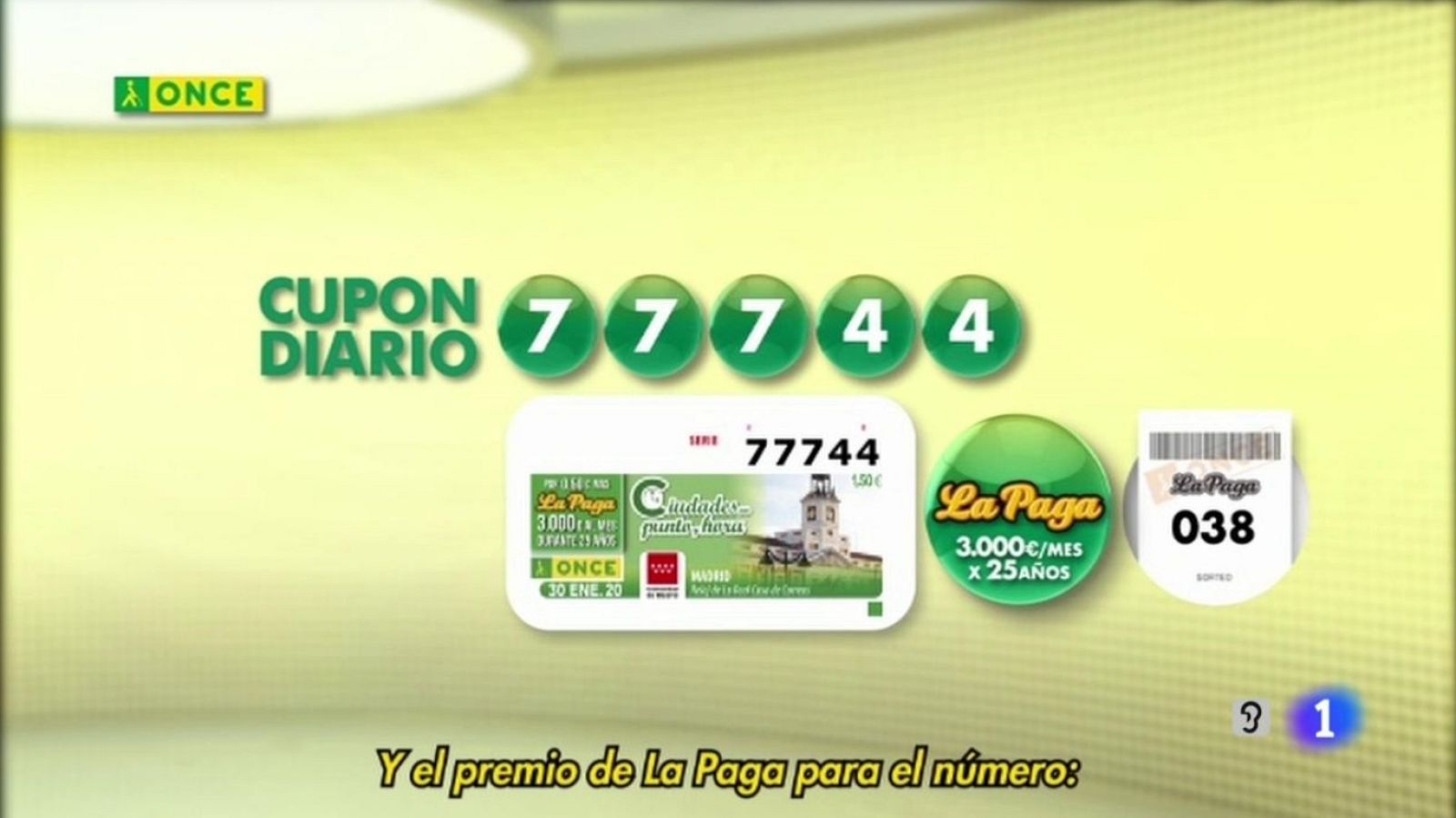 Sorteo ONCE - 30/01/20 - ver ahora