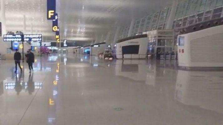 El aeropuerto de Wuhan completamente vacío