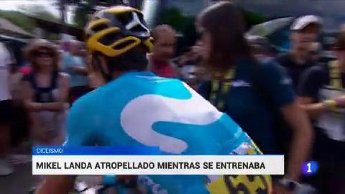 Telediario 1 - Mikel Landa sufre un atropello sin consecuencias graves; el conductor da positivo en el test de drogas