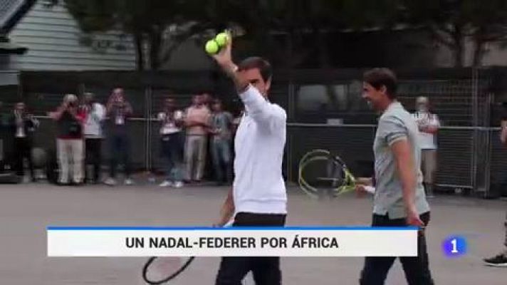 Telediario 1 - Nadal y Federer, juntos en Sudáfrica para batir un récord con fines solidarios