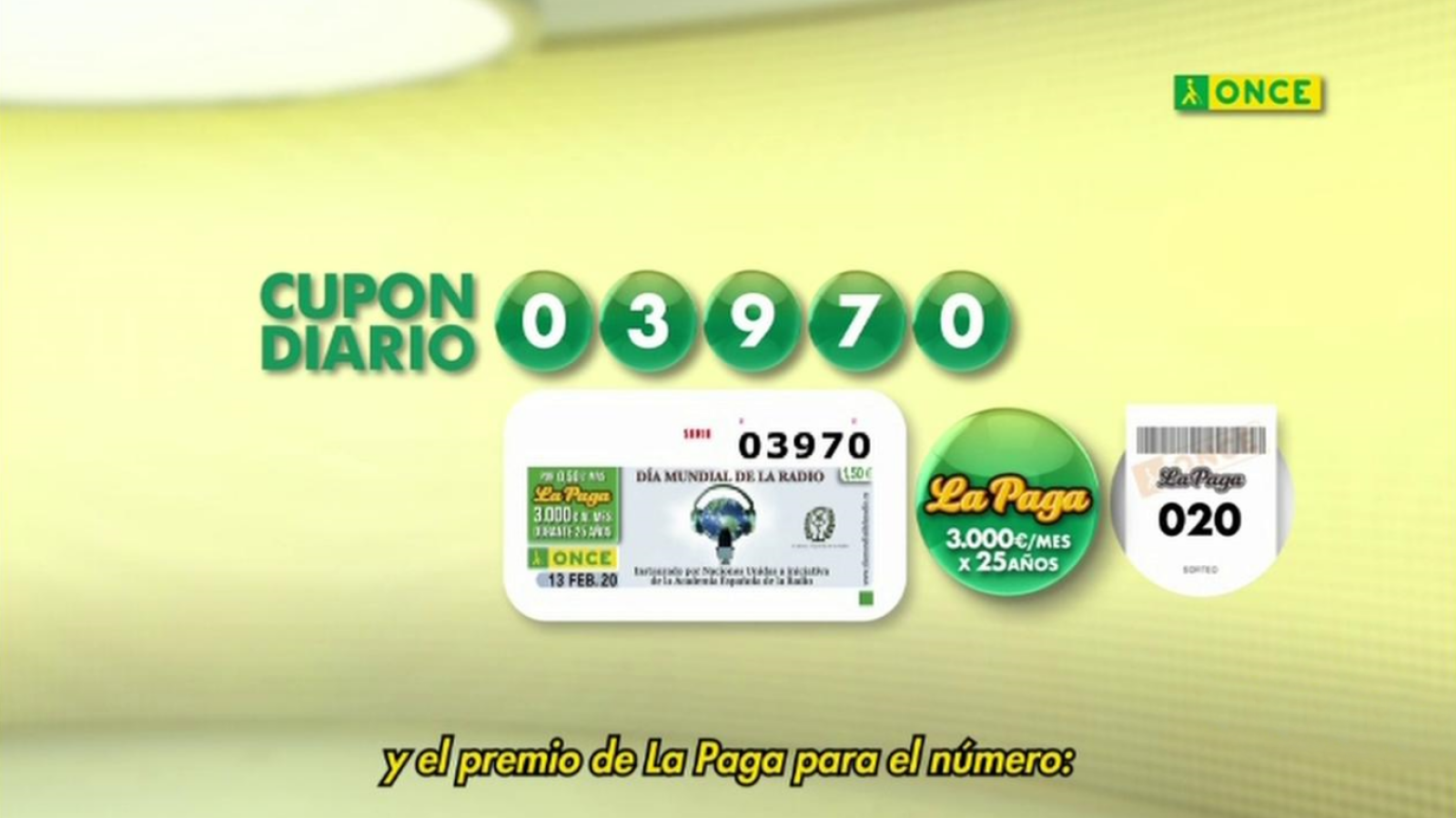 Sorteo ONCE - 13/02/20 - ver ahora