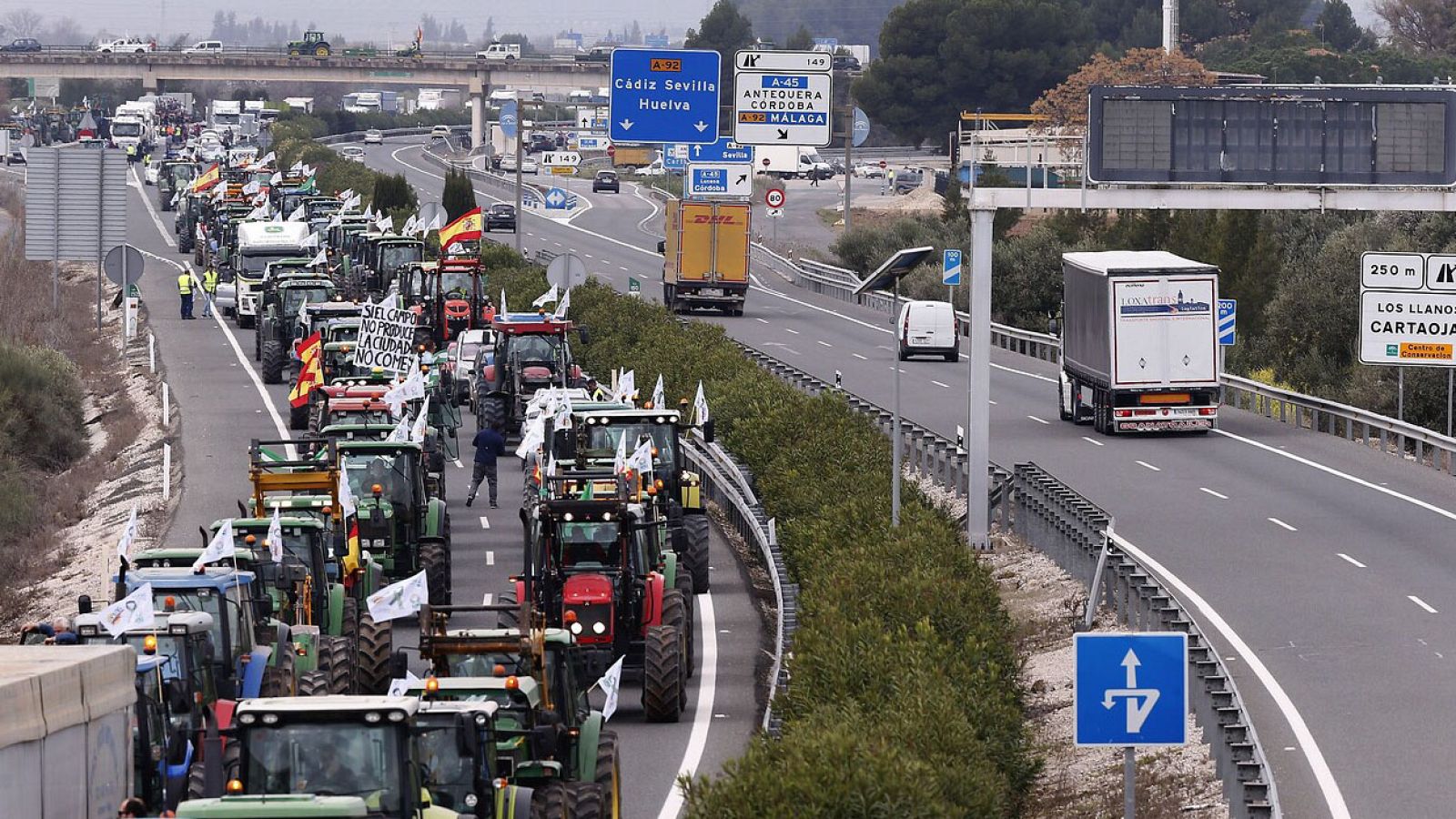 Miles de agricultores organizan una tractorada para protestar por los bajos precios agrarios