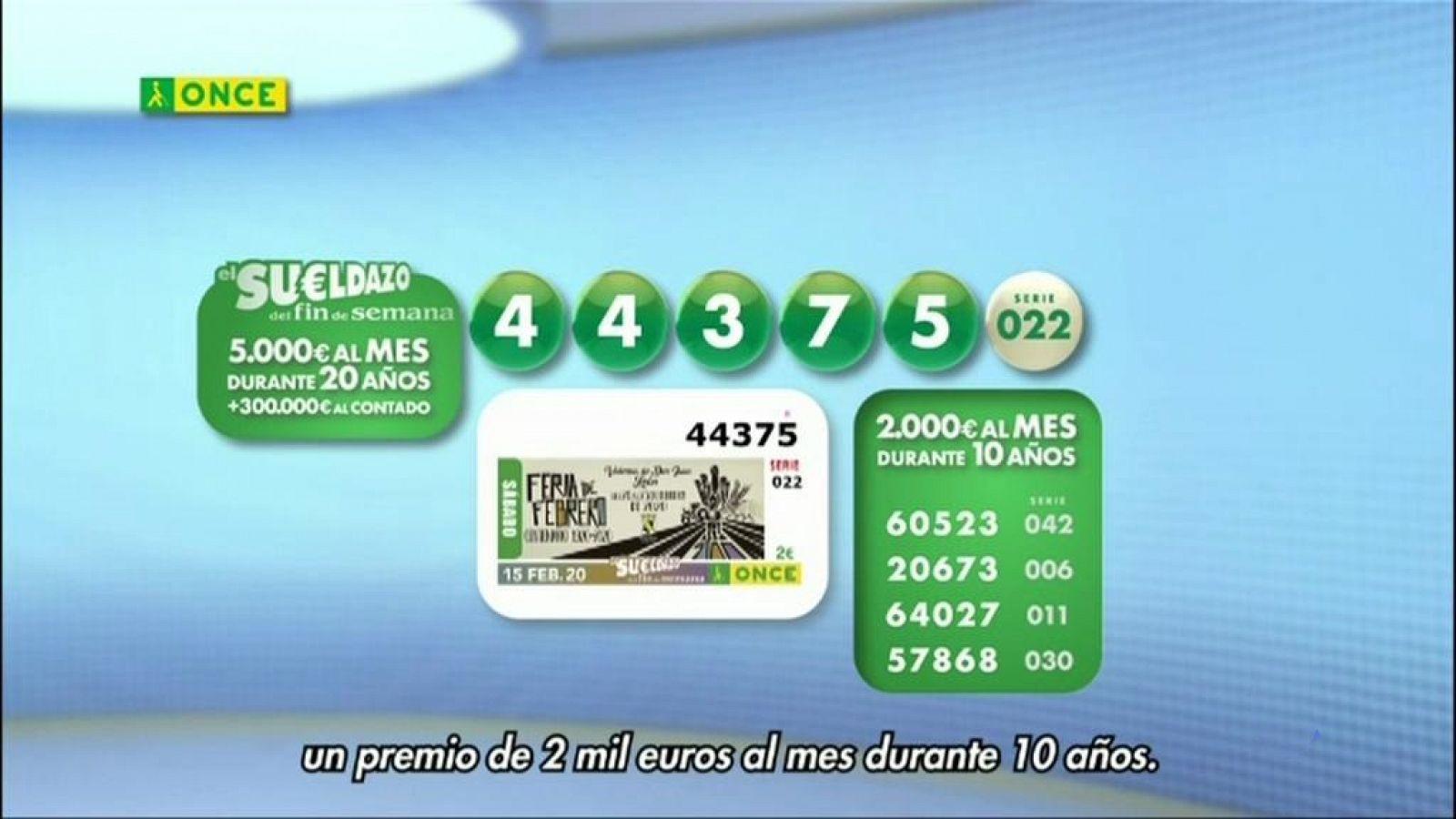 Sorteo ONCE - 15/02/20 - RTVE.es