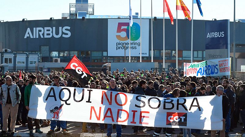 Los trabajadores de Airbus se movilizan contra el recorte de empleos anunciado por la compañía